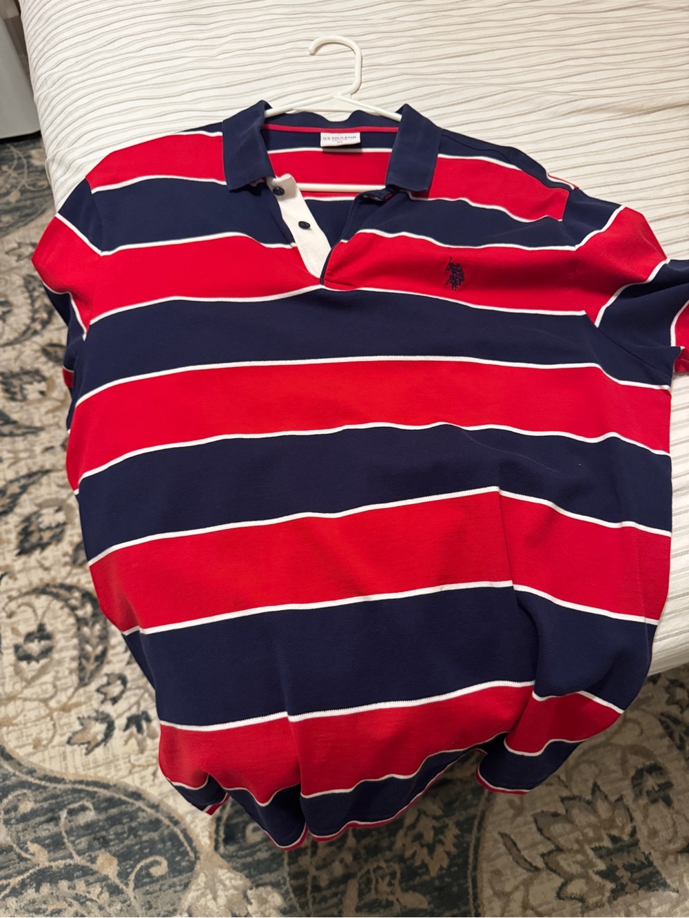 U.S. Polo Assn. Men's Red and Navy Blue Striped Polo